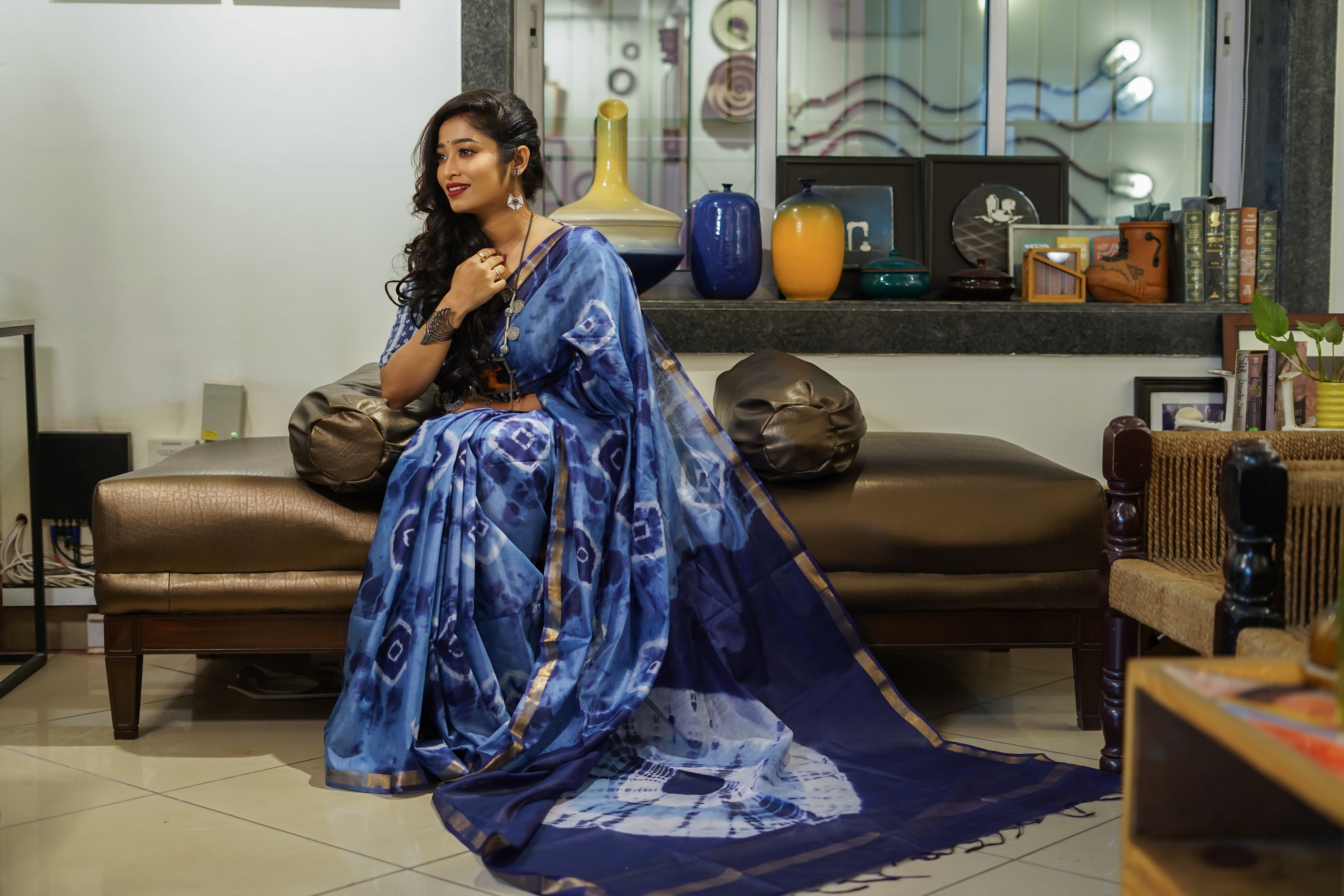 Blue Knot pure chanderi silk saree