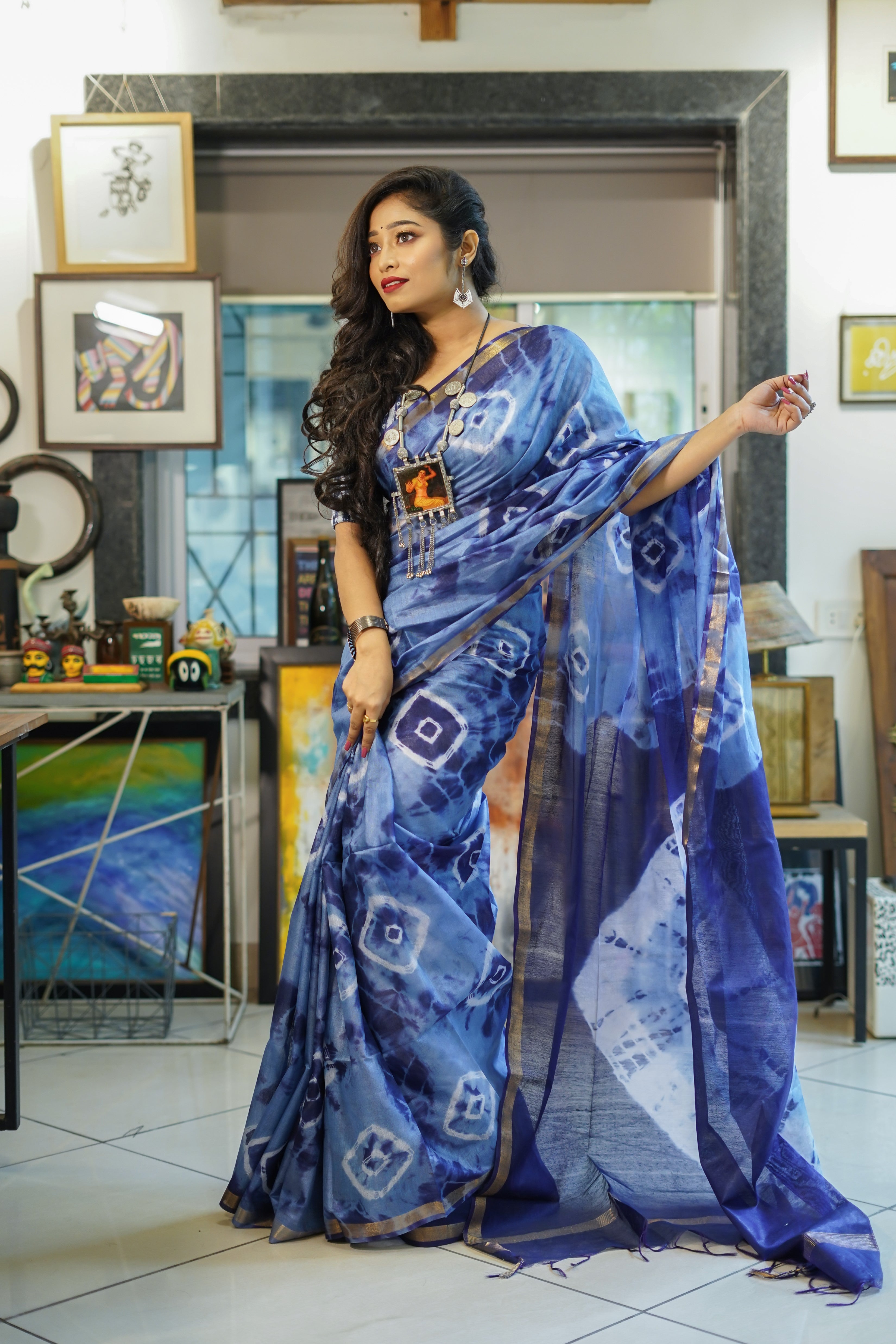 Blue Knot pure chanderi silk saree