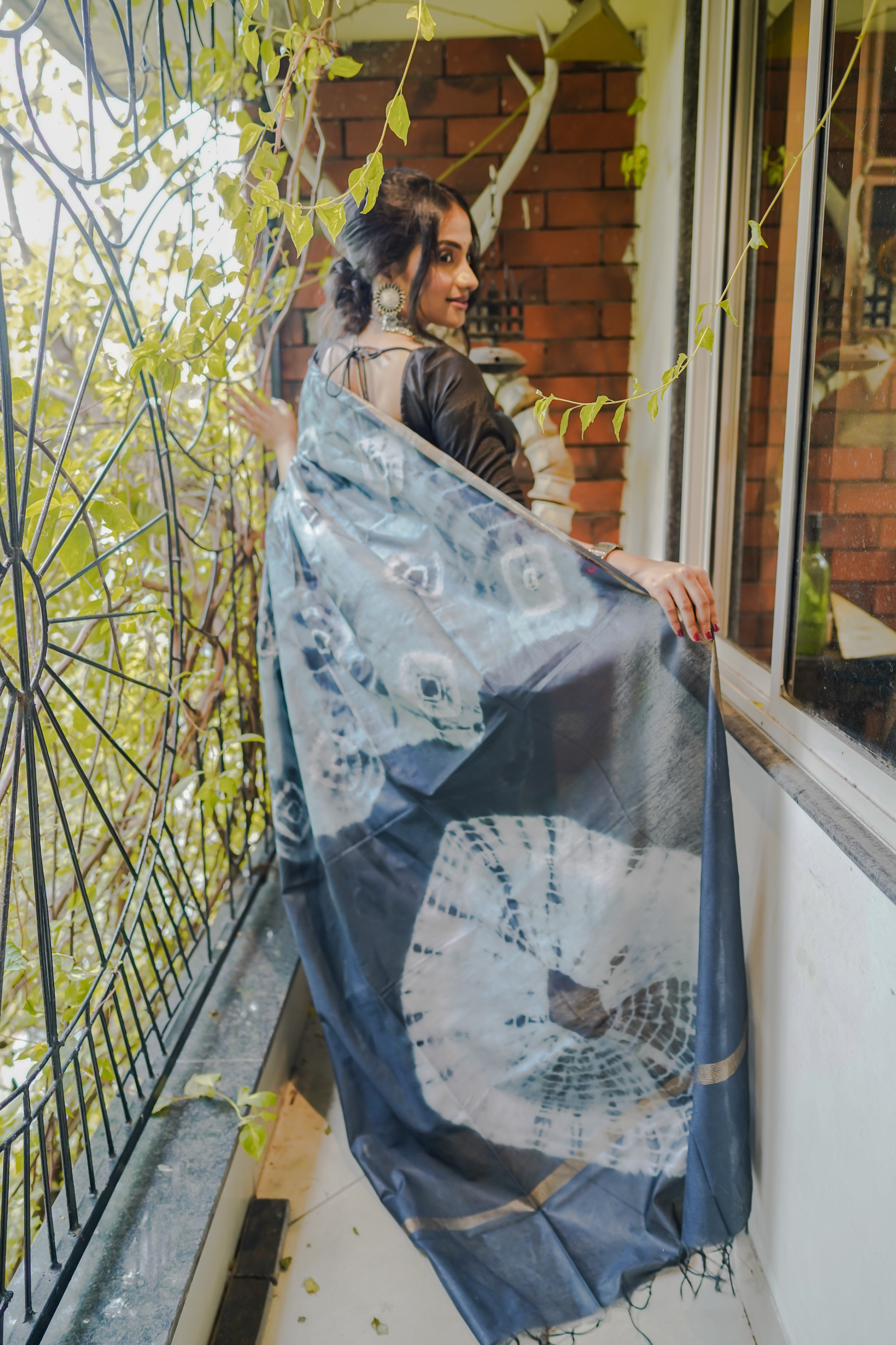 Grey Knot pure chanderi silk saree