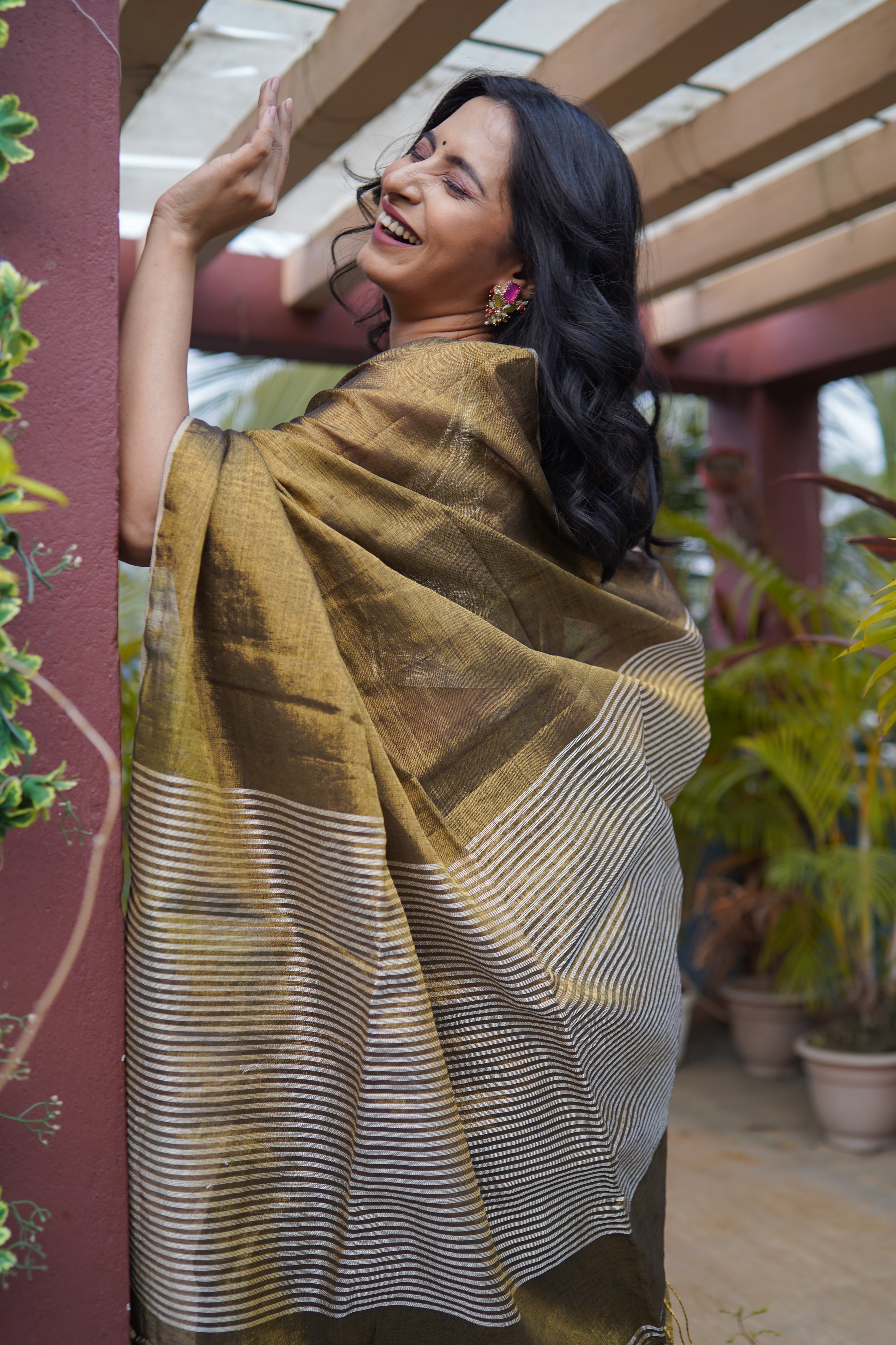 Gold Dual Tone Tissue Saree