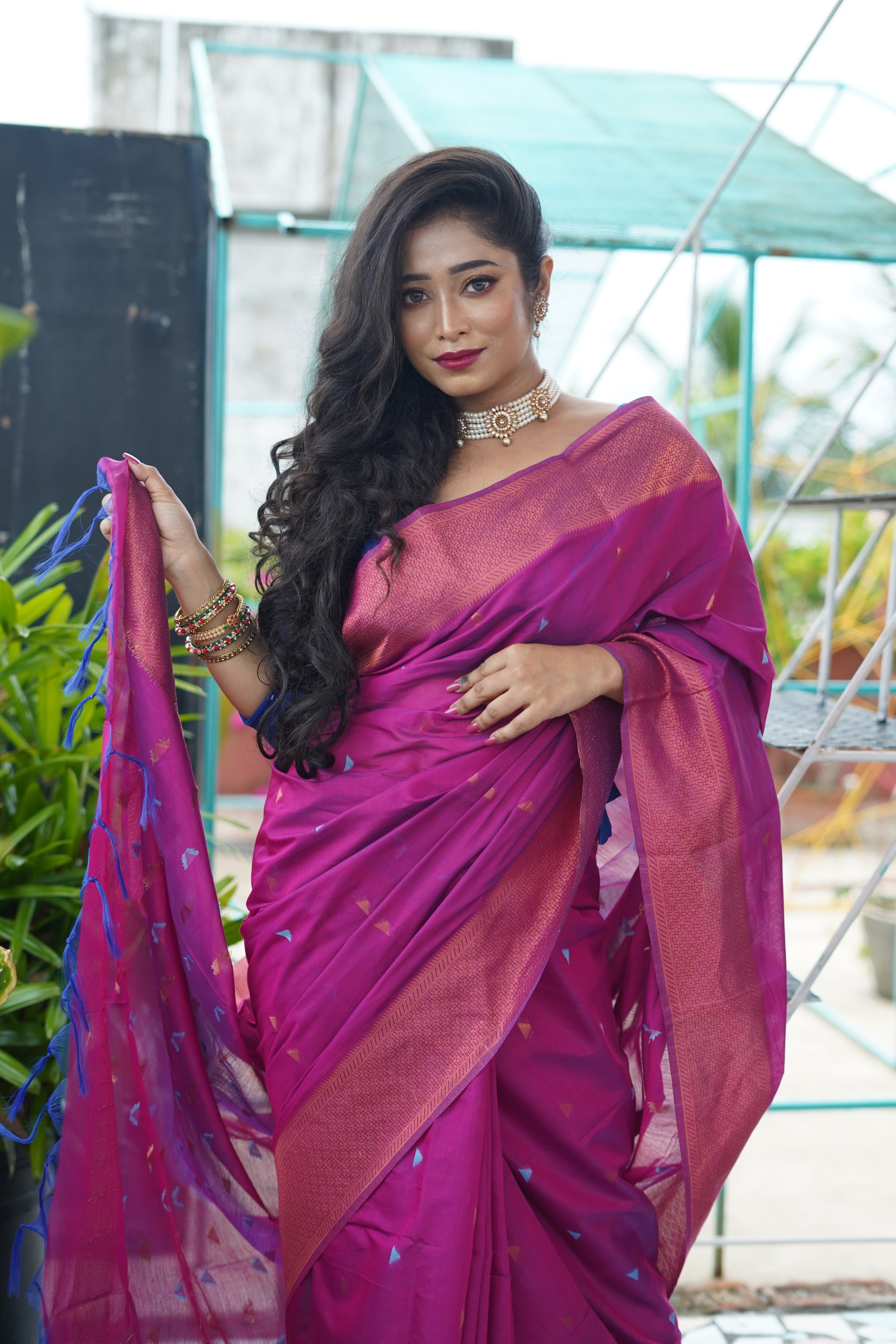 Jam Maheswari Silk Weaving Saree