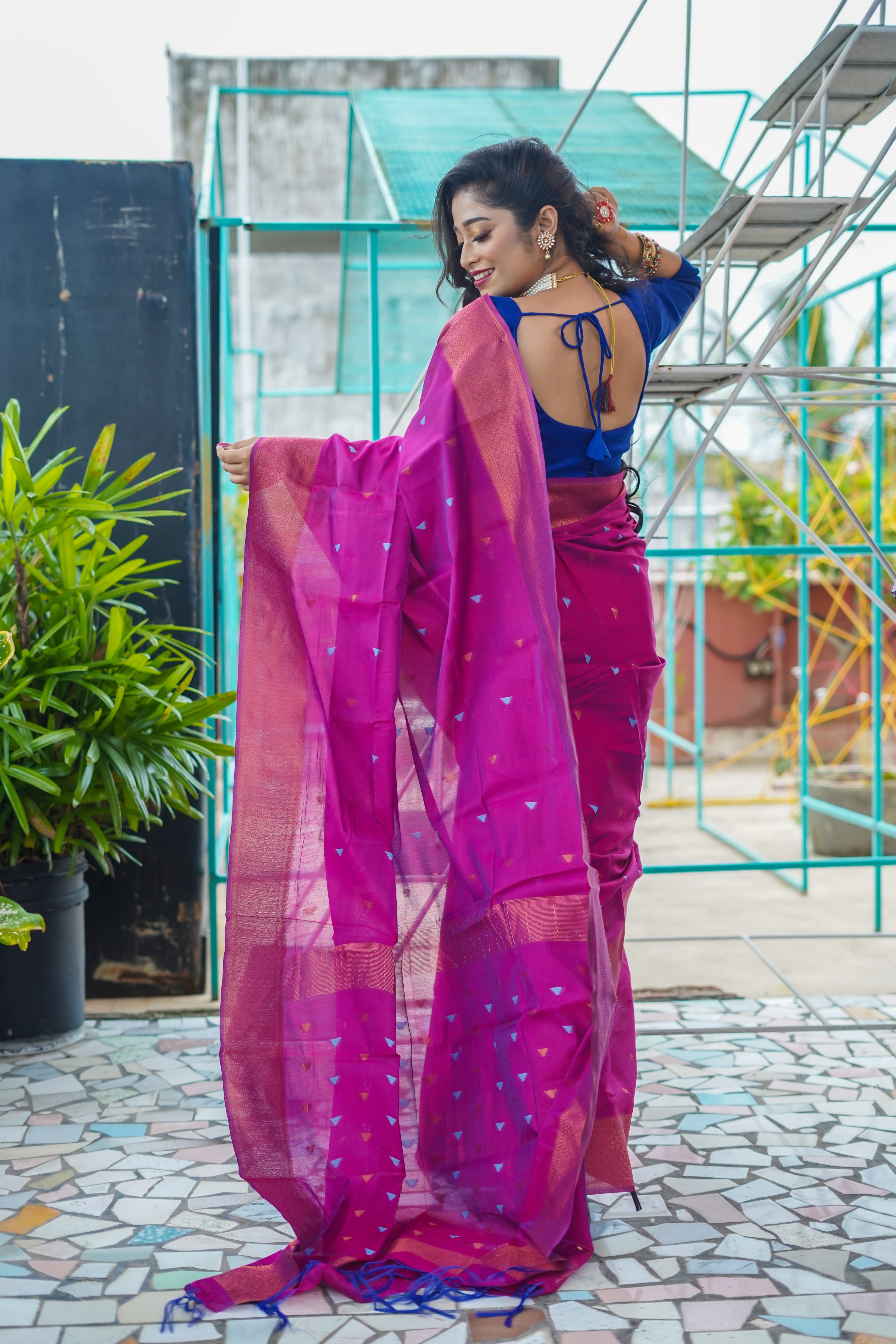 Jam Maheswari Silk Weaving Saree