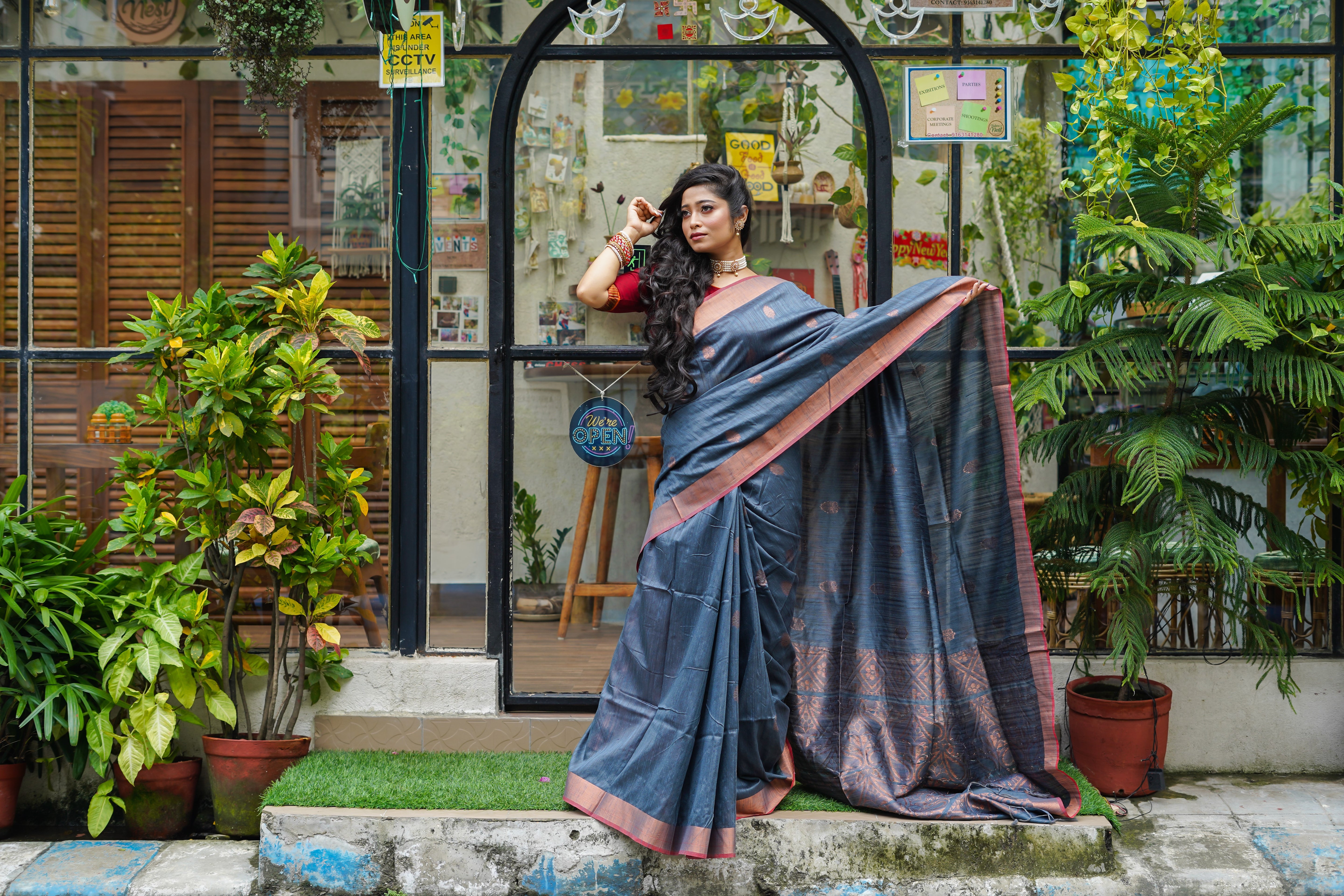 Light Blue Ghicha Weaving Saree