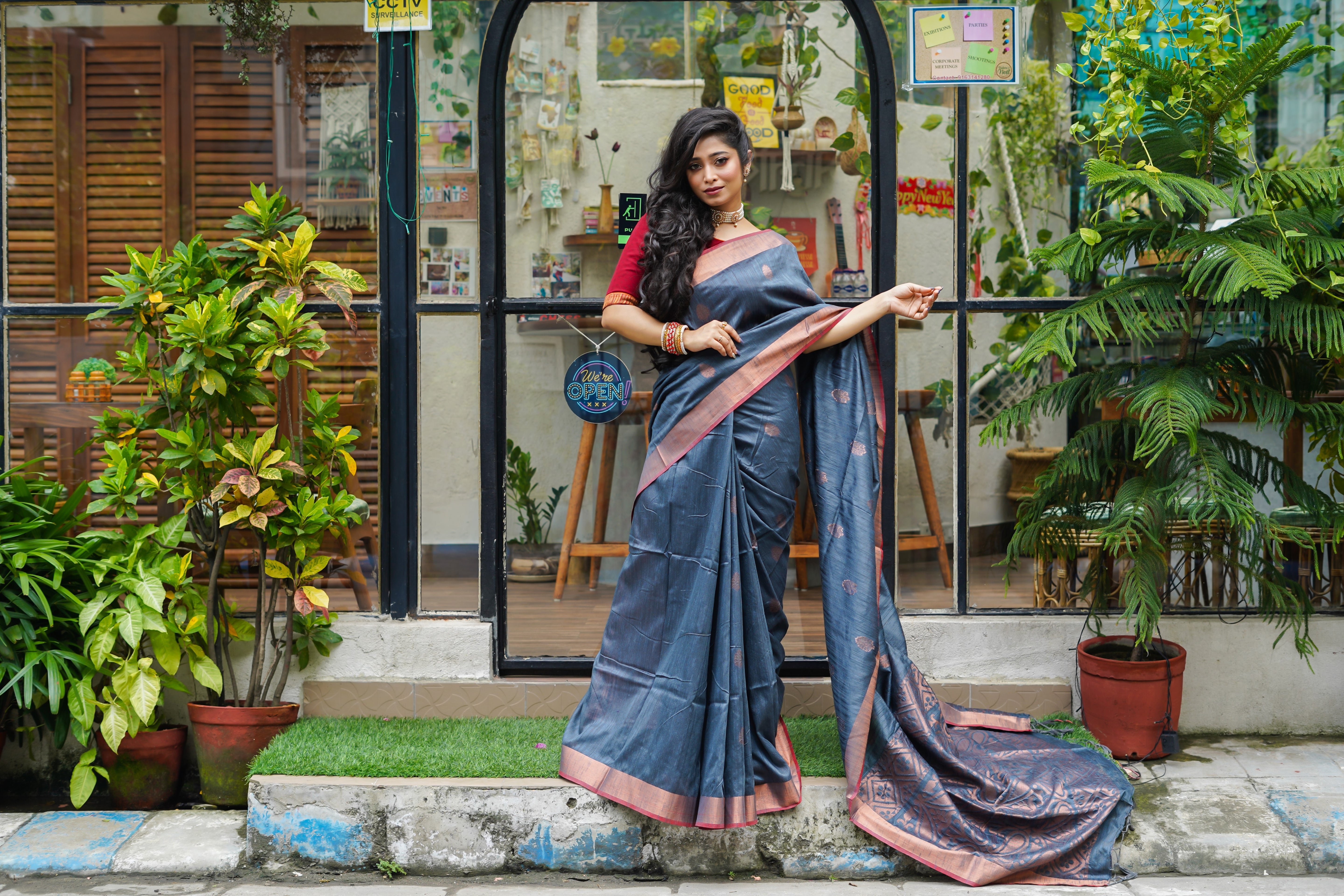 Light Blue Ghicha Weaving Saree