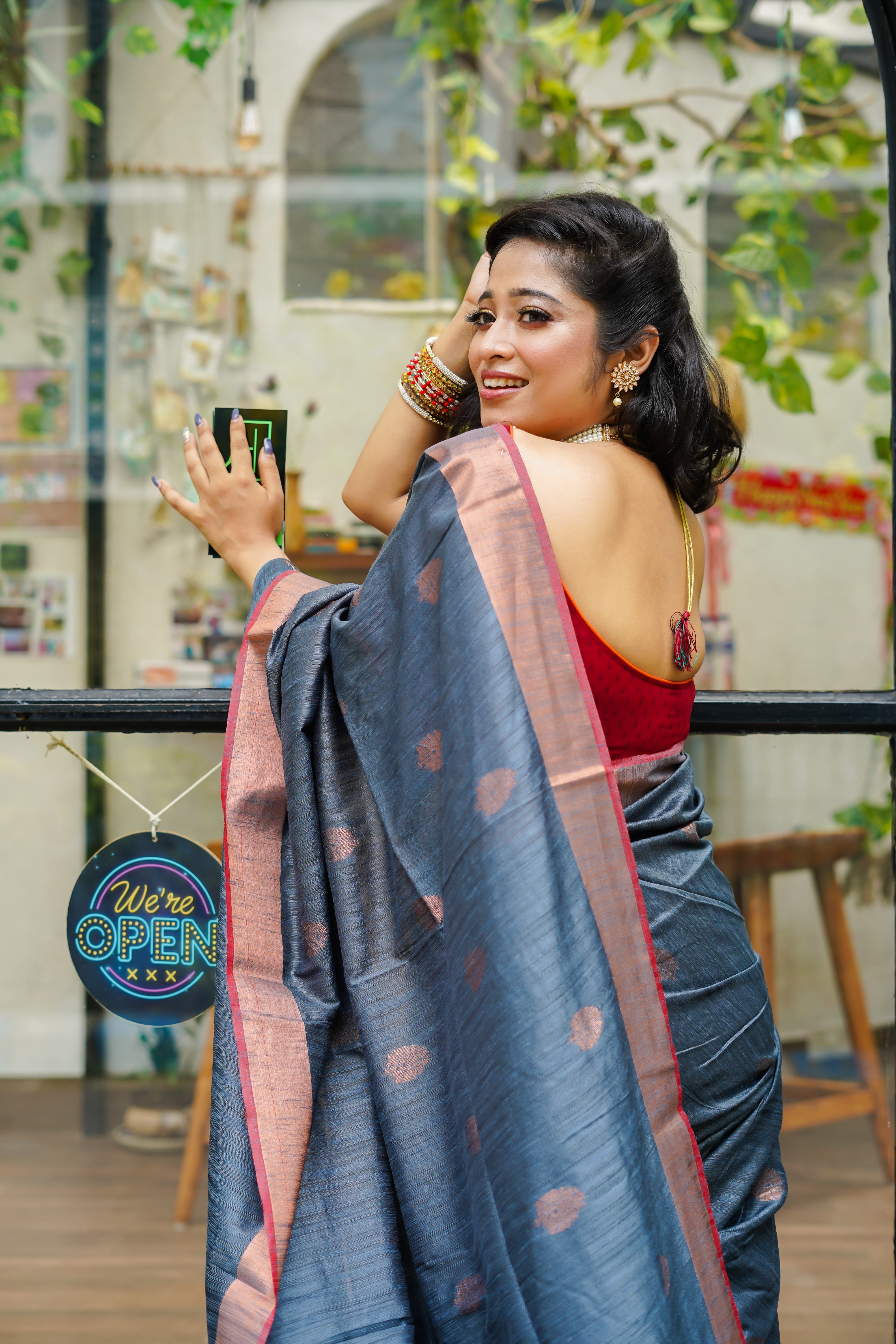 Light Blue Ghicha Weaving Saree