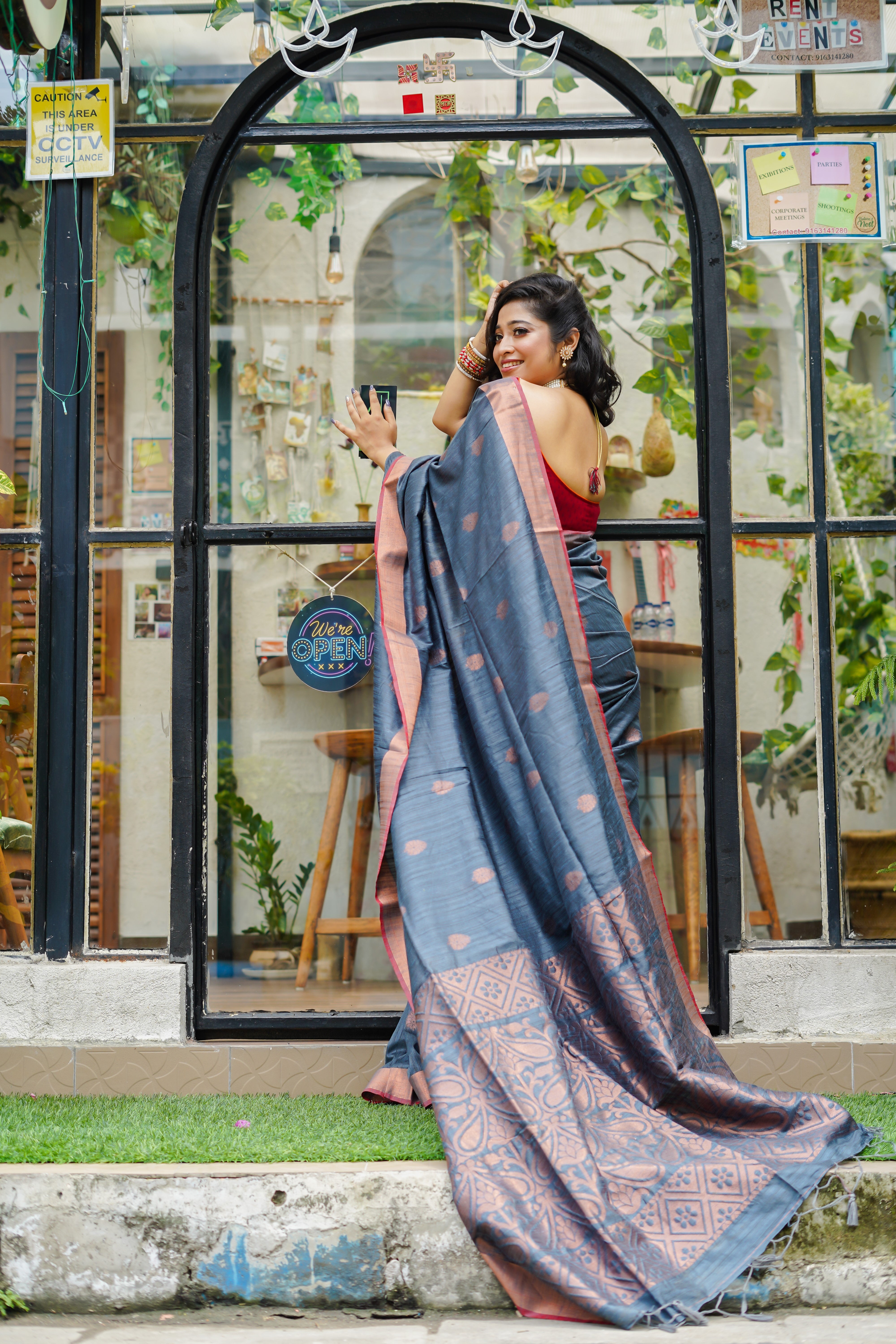 Light Blue Ghicha Weaving Saree