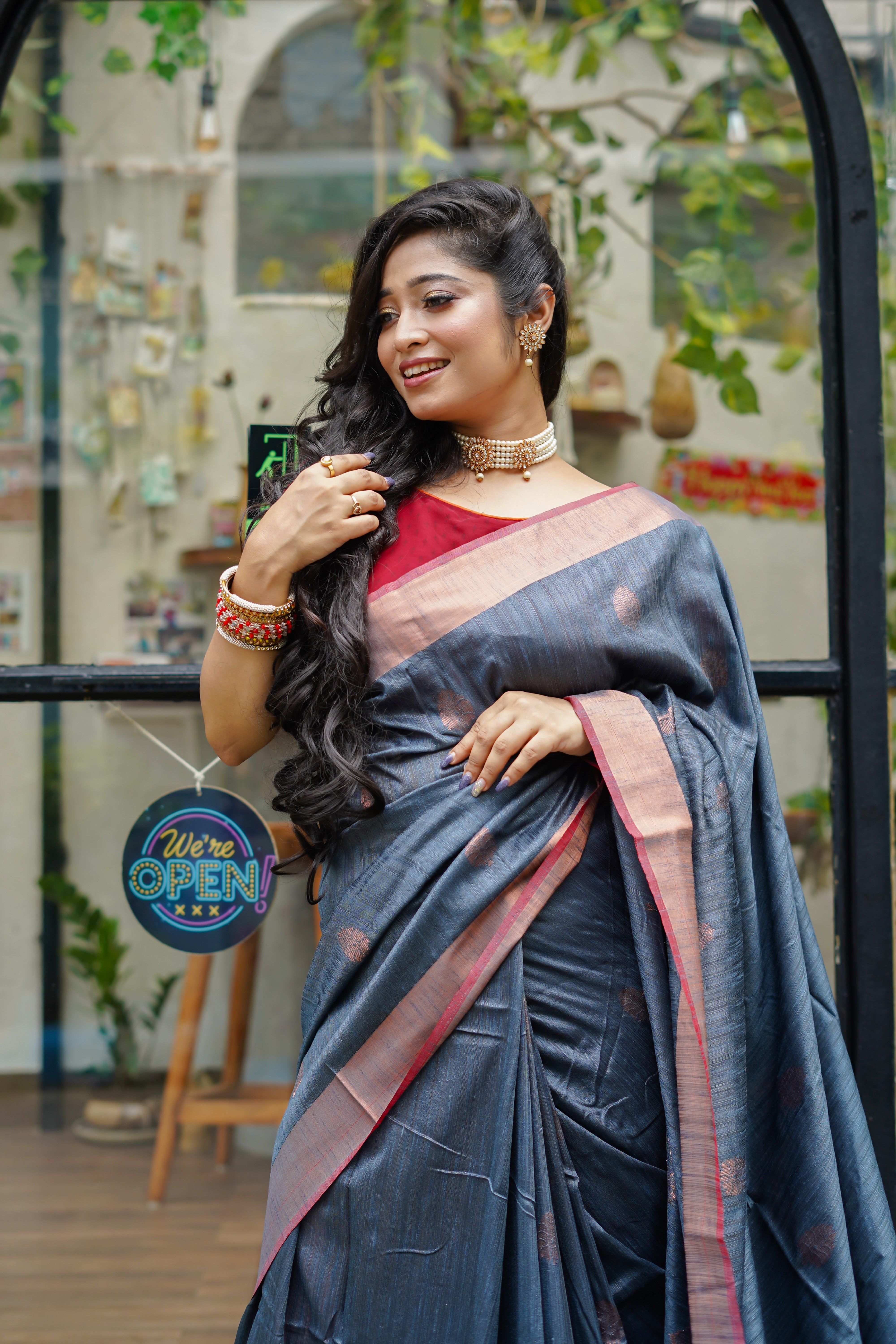 Light Blue Ghicha Weaving Saree