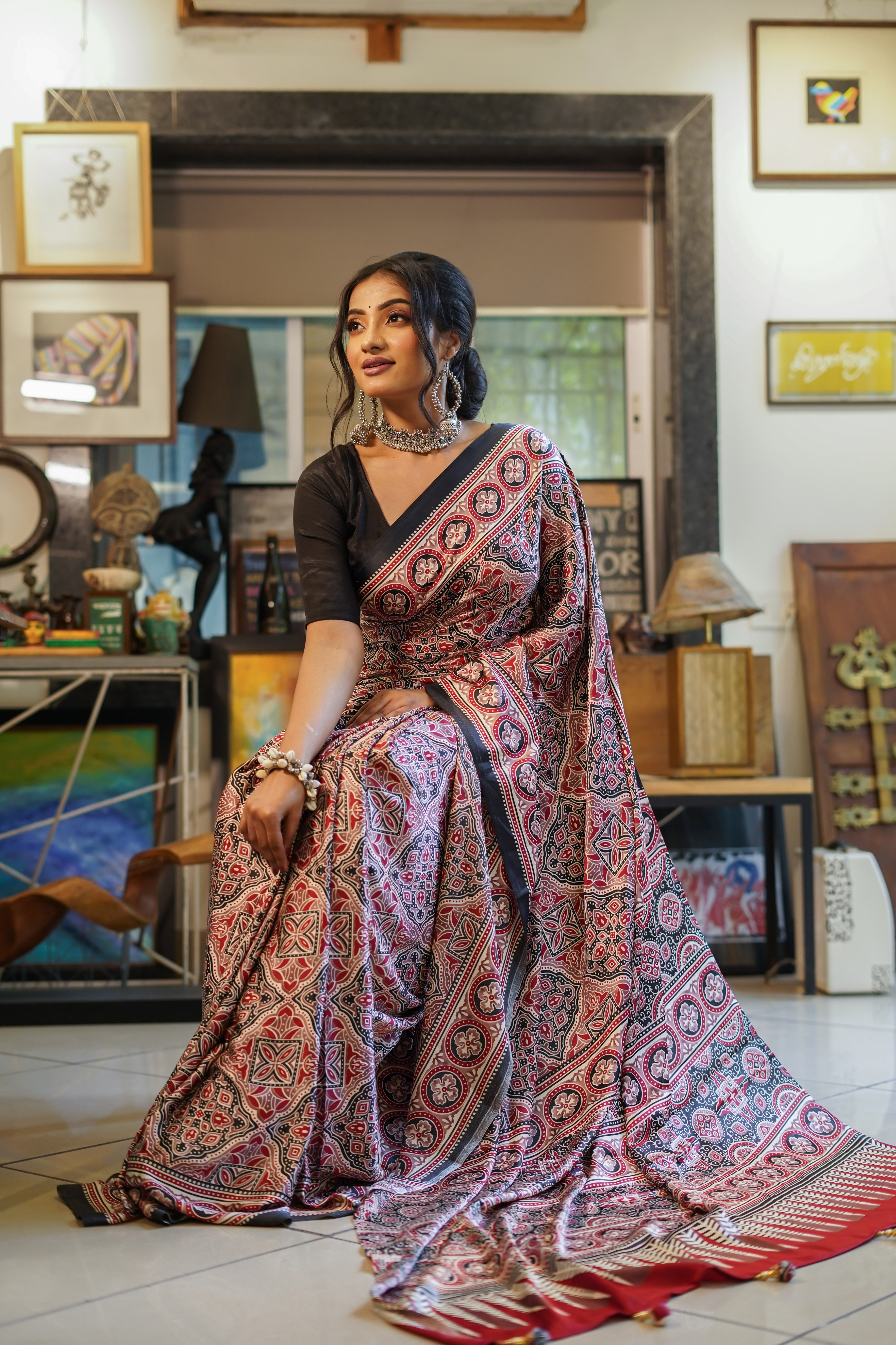 Maroon Pure Satin Silk Saree