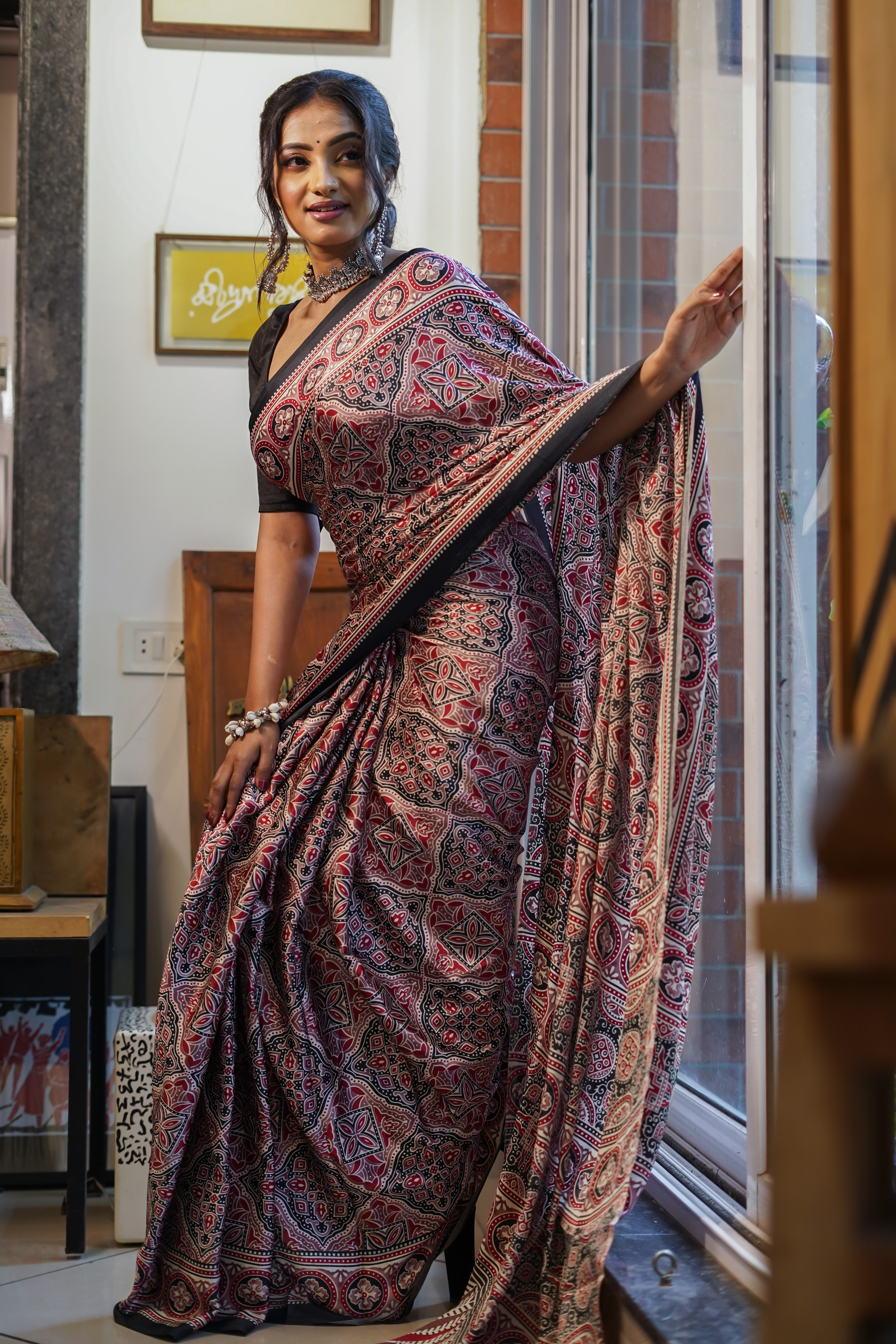 Maroon Pure Satin Silk Saree