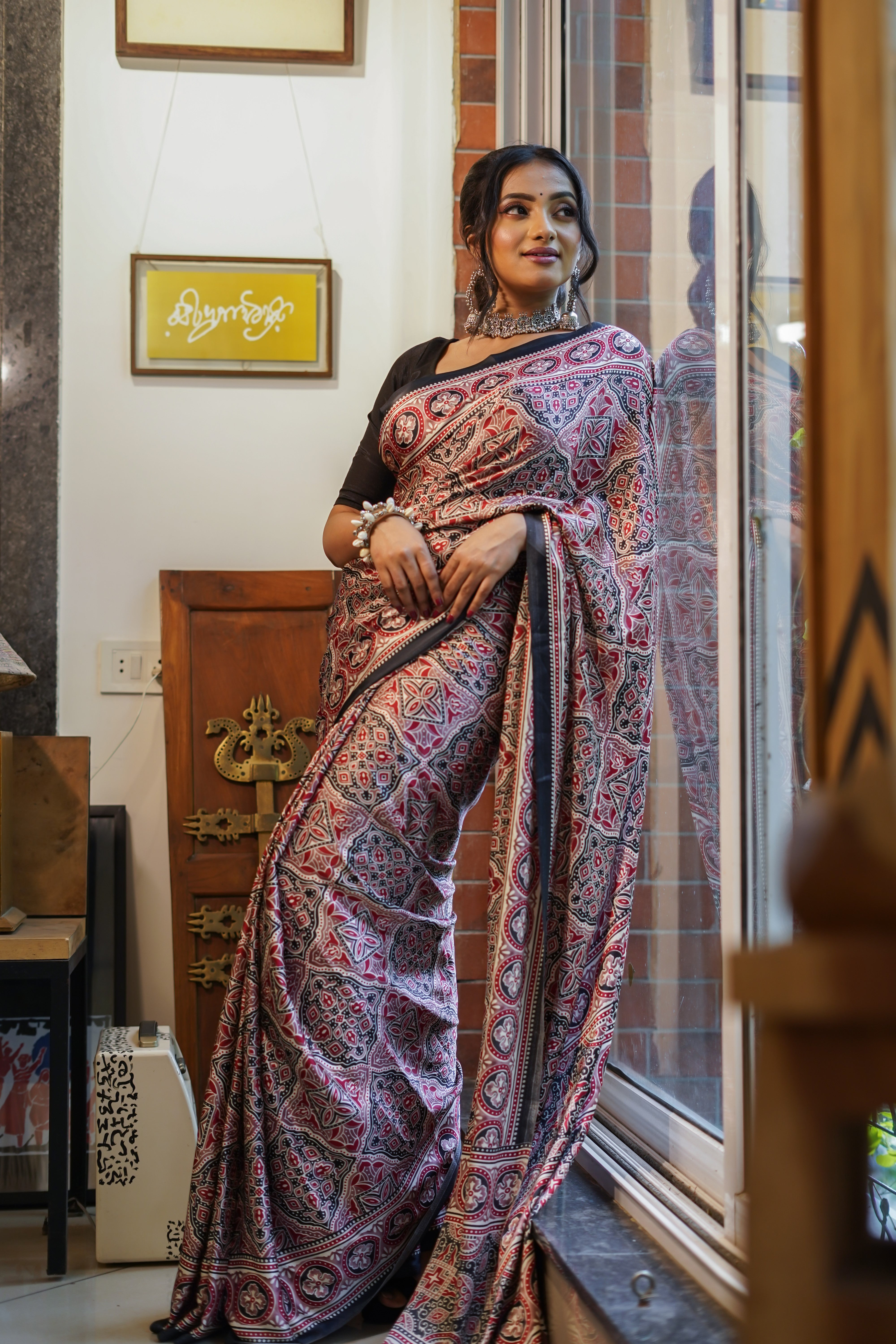 Maroon Pure Satin Silk Saree