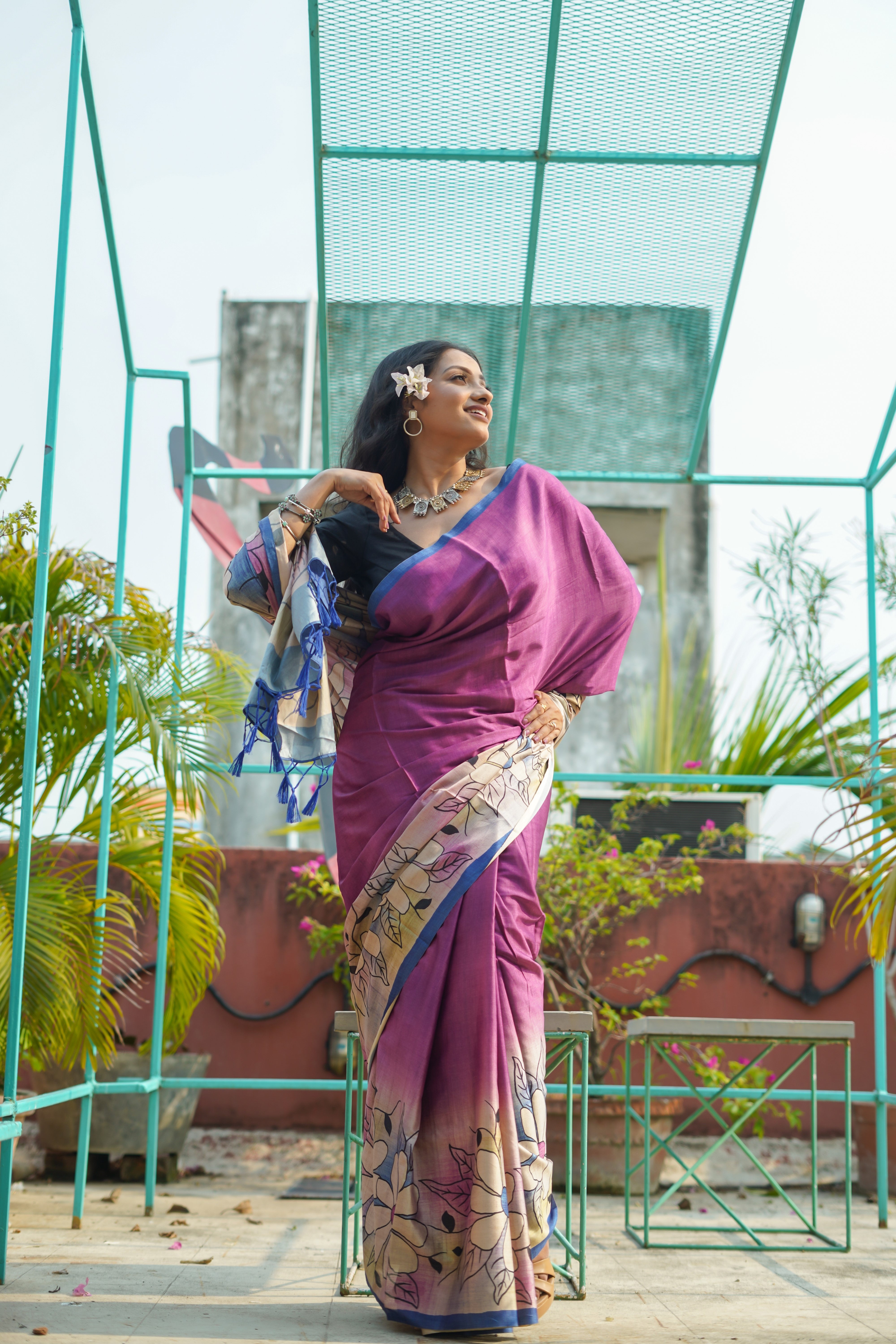 Mulberry pure modal silk designer saree