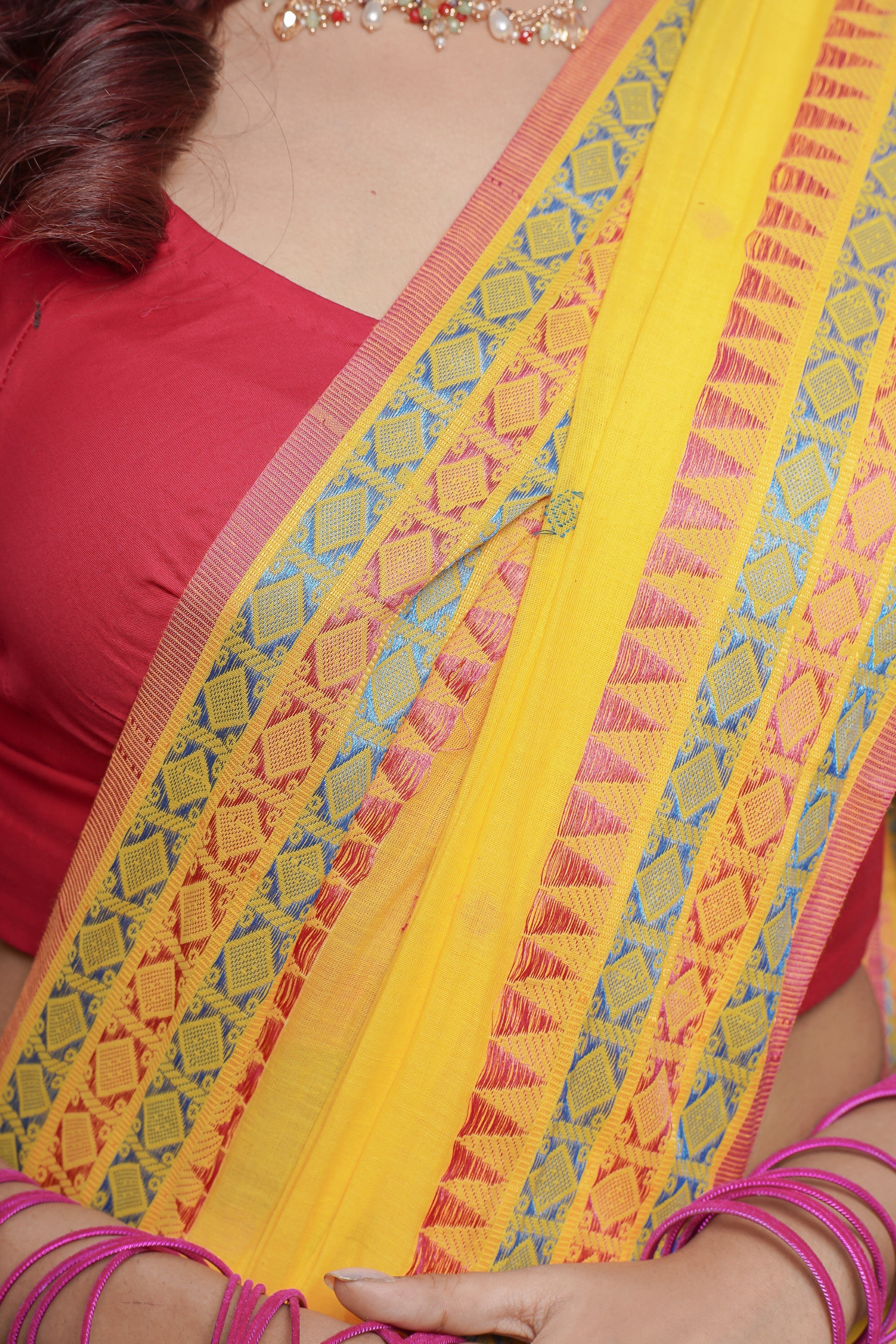 Pure Masrise Cotton Handwoven Saree-Yellow