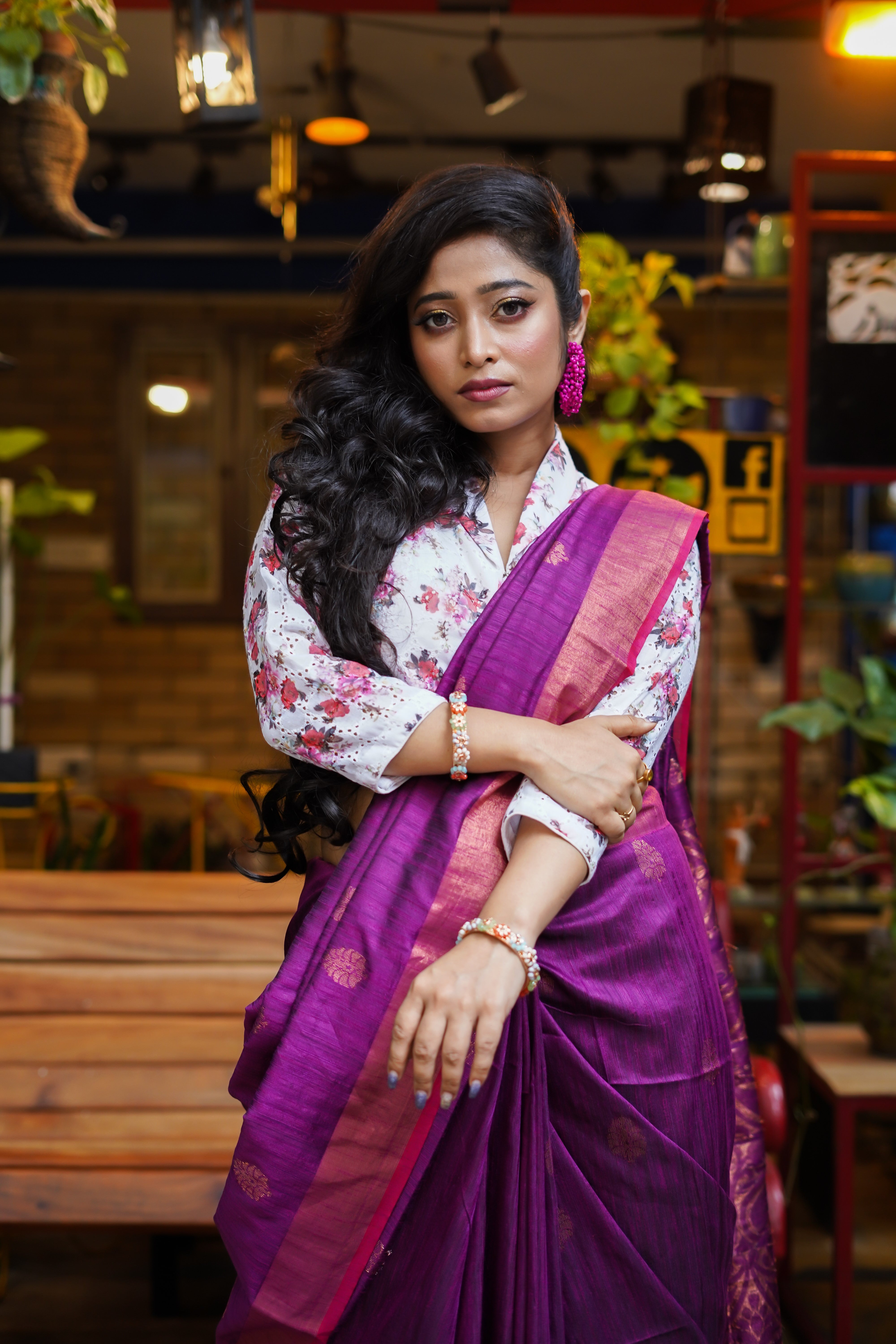 Purple Ghicha Weaving Saree