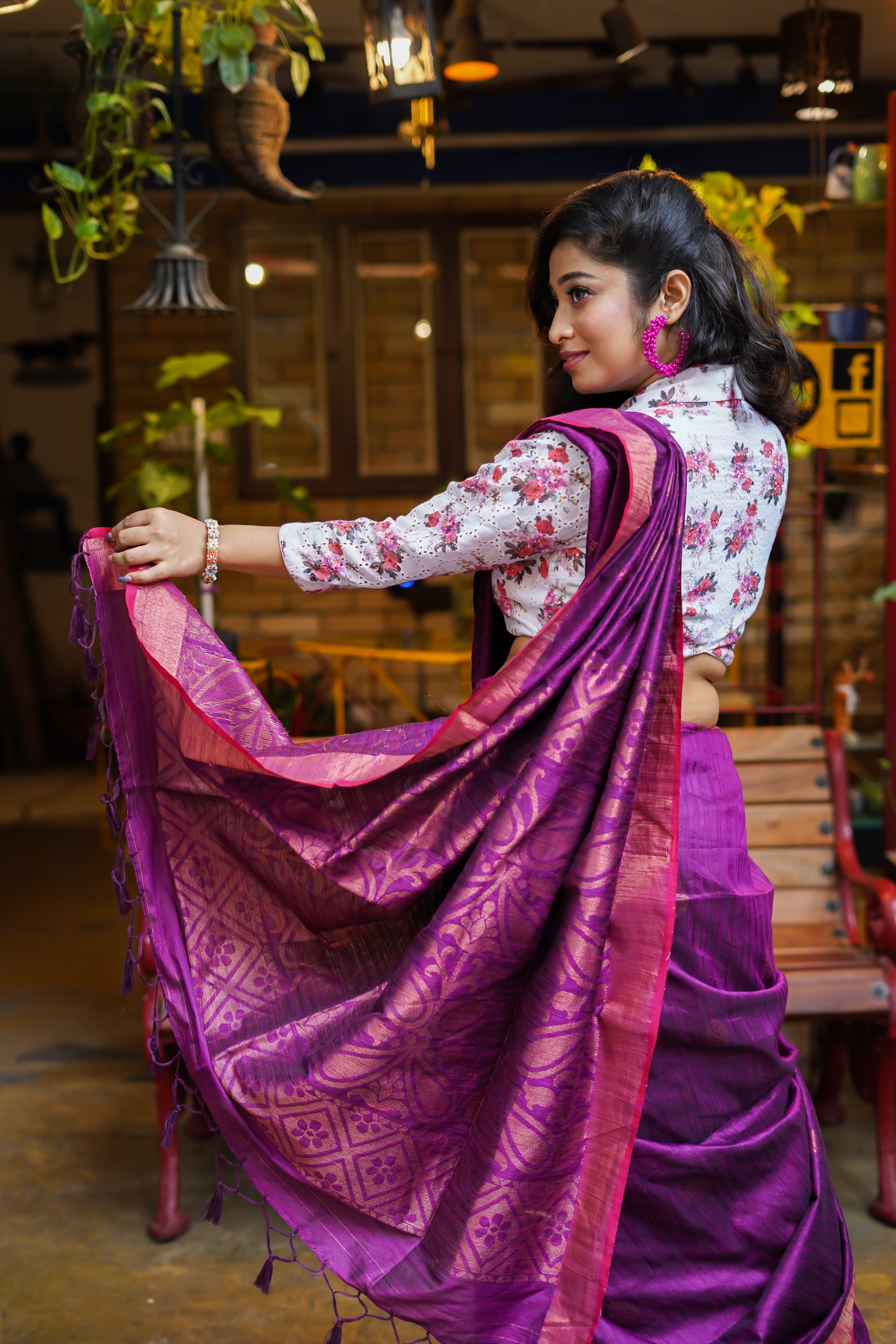 Purple Ghicha Weaving Saree