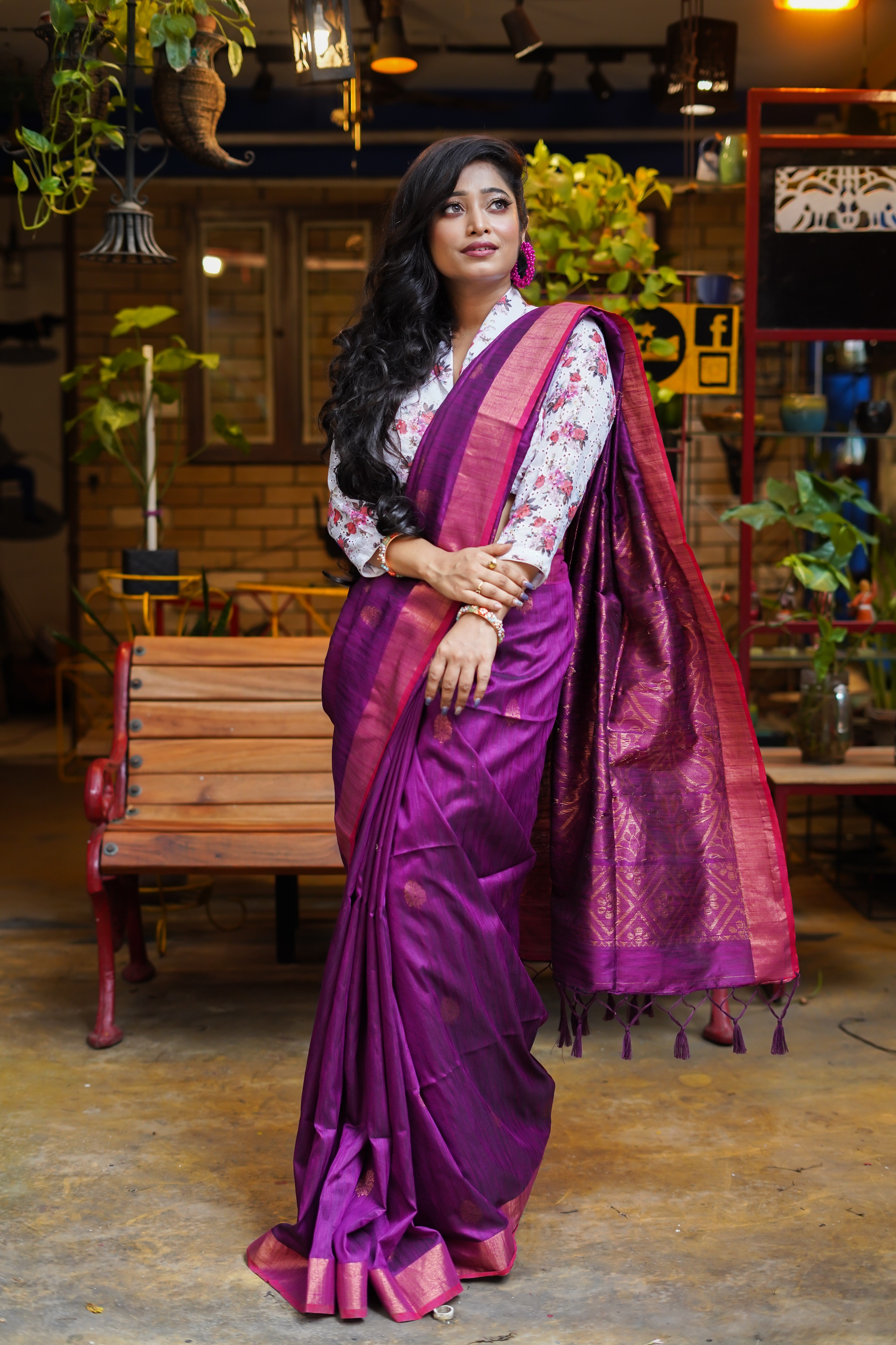 Purple Ghicha Weaving Saree