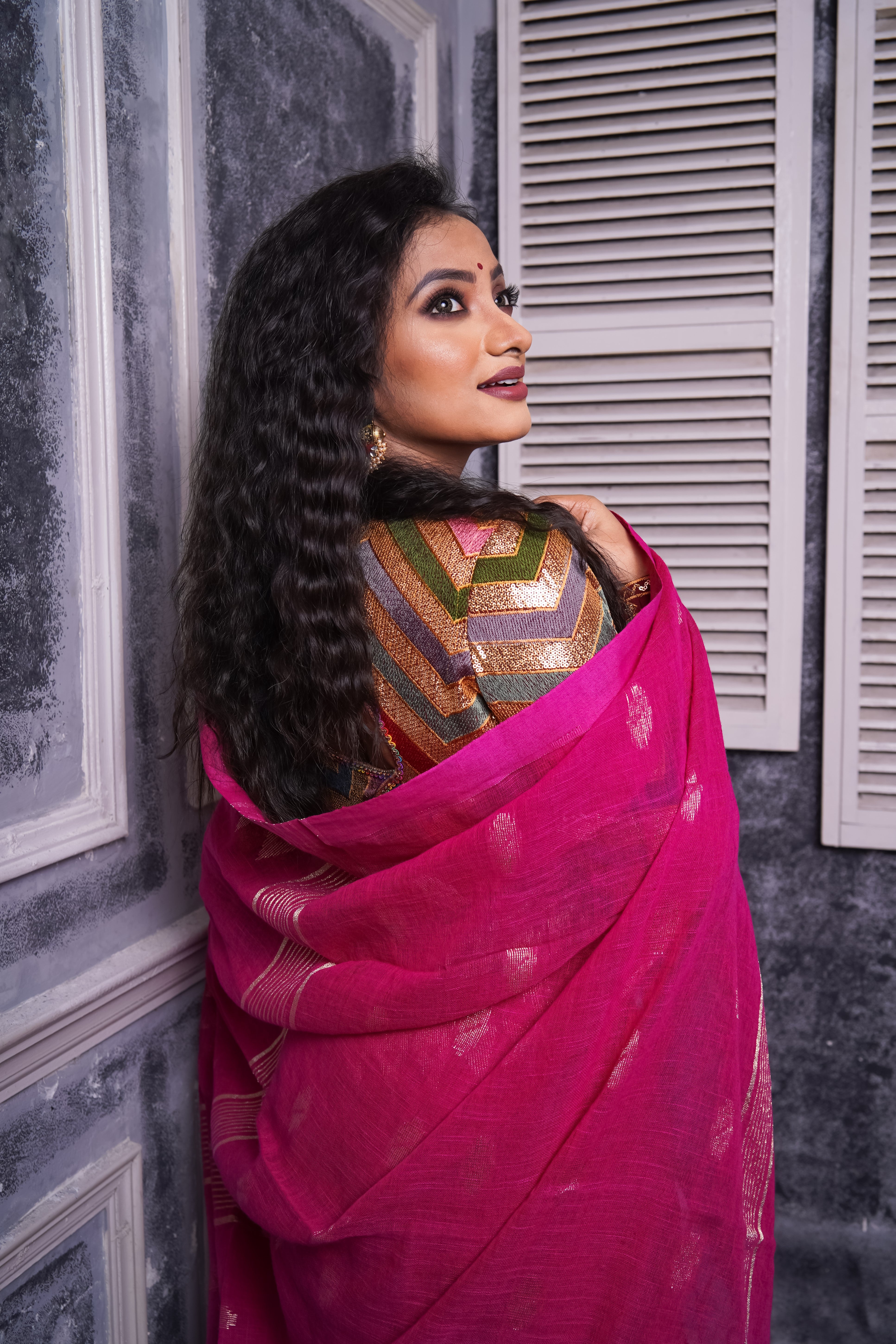 Rani karaat pure linen handwoven saree