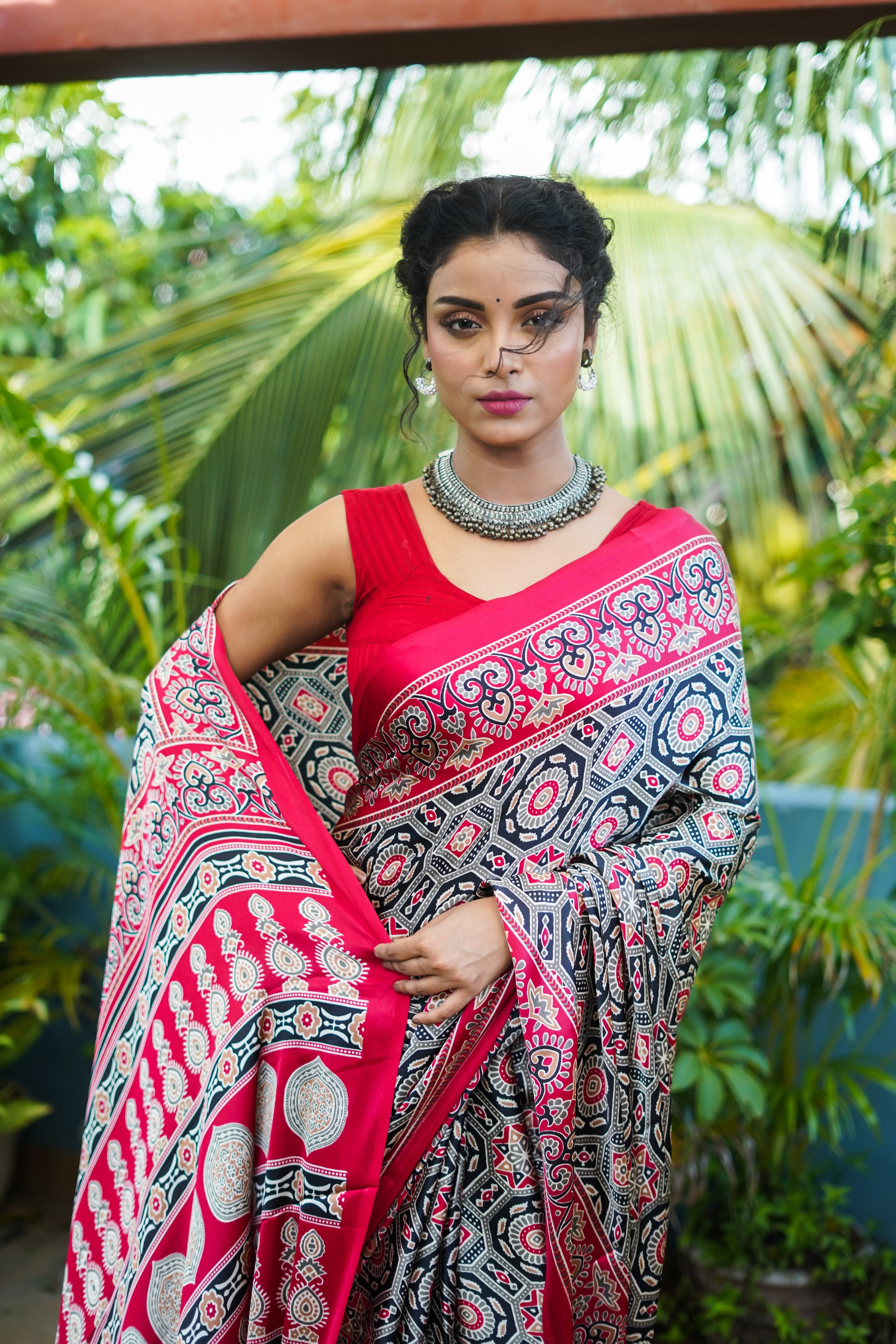 Red Pure Satin Silk Saree