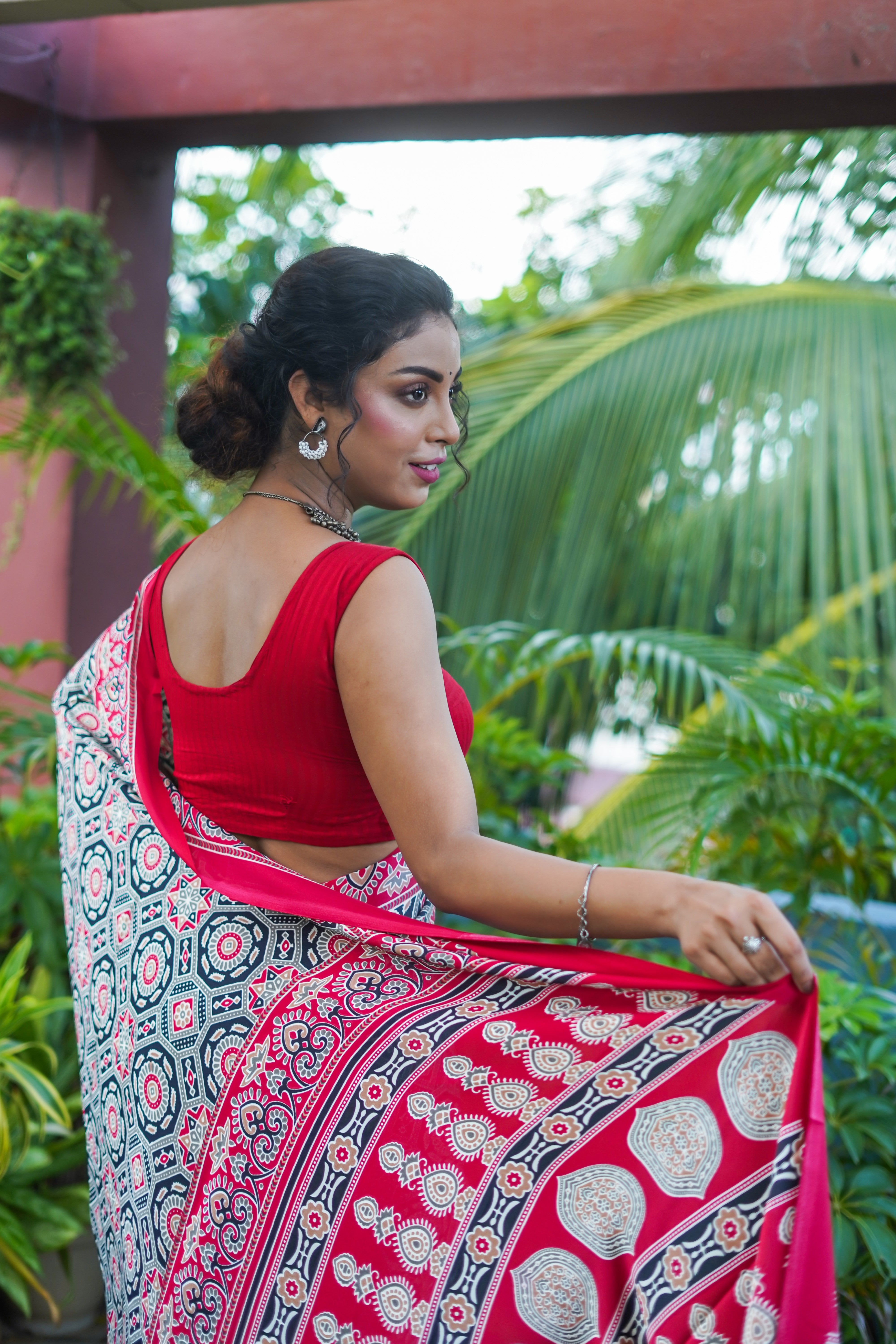 Red Pure Satin Silk Saree